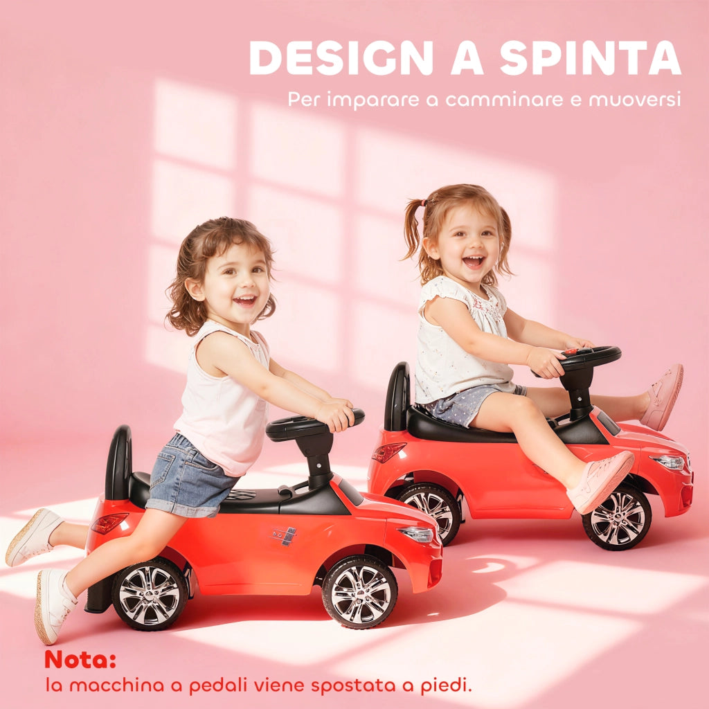Macchinina Cavalcabile per Bambini ¨C zephmum ¨C Rosso, con Volante, Fari e Musiche, 18-36 Mesi