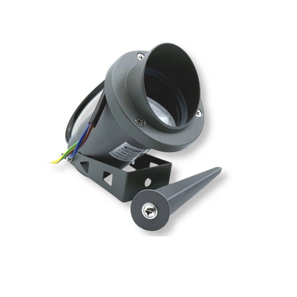 Trade Shop - Faretto Esterno Da Giardino Doppia Istallazione Con Picchetto Staffa Gu10 Ip65 Et-01 - Grigio