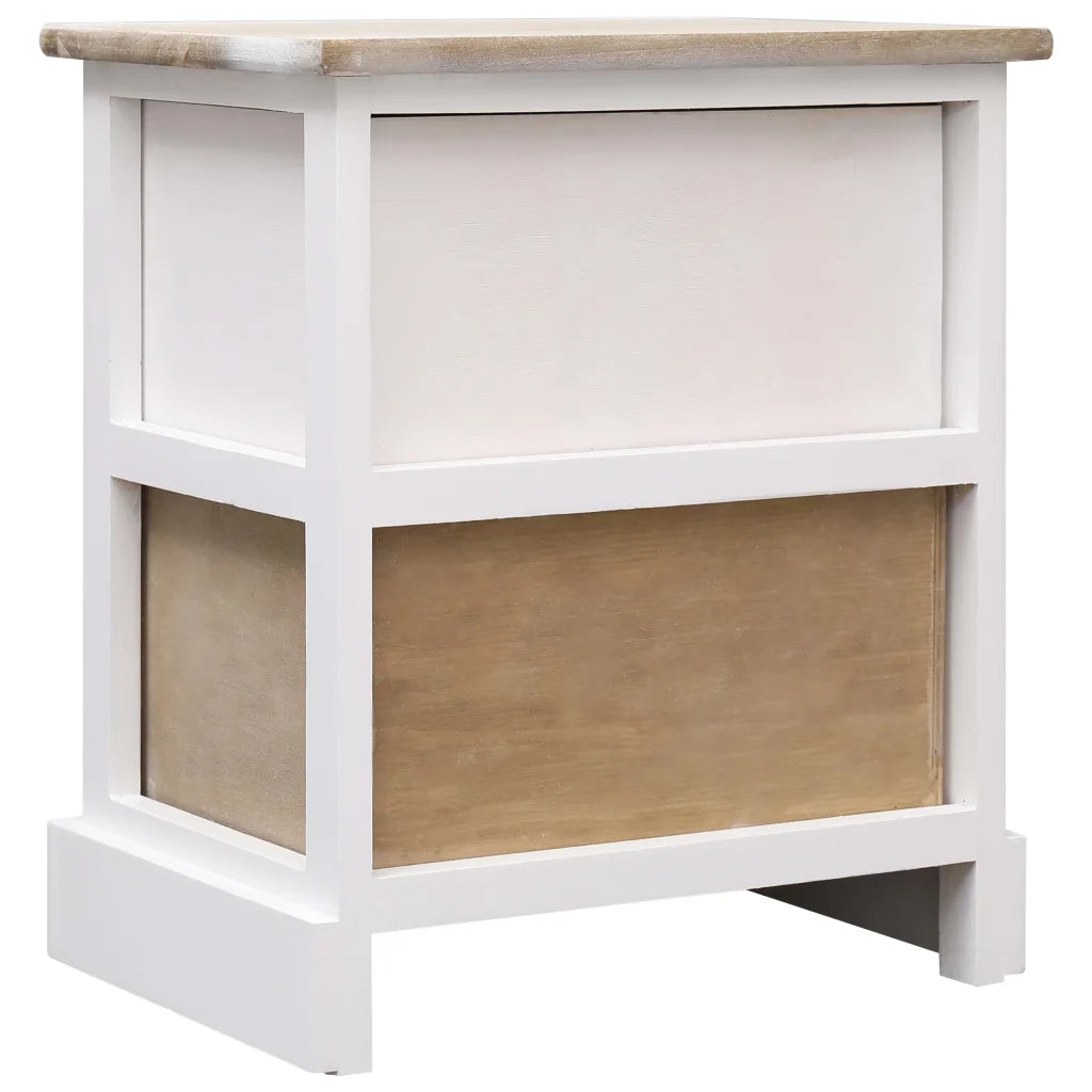 Comodini 2pz Bianco e Naturale 38x28x45cm in Legno di Paulonia  cod mxl 31220