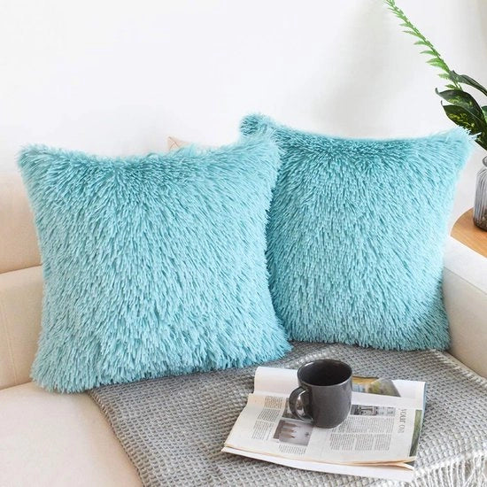Set di 2 cuscini per divano 40 x 40 cm cuscino blu artificiale piuma cuscino decorativo cuscino morbido piuma cuscino per divano morbido piuma cuscino per seduta