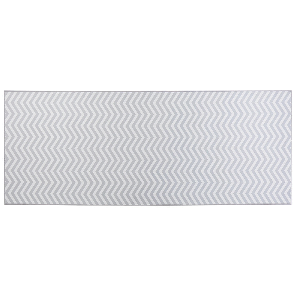 Tappeto passatoia bianco grigio poliestere 80 x 200 cm rettangolare chevron design