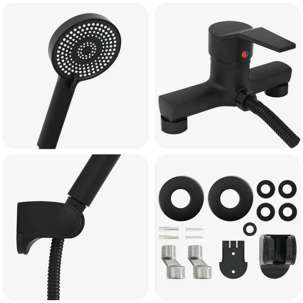 Set di doccia con soffione Nero G 1 / 2 pollici Ottone