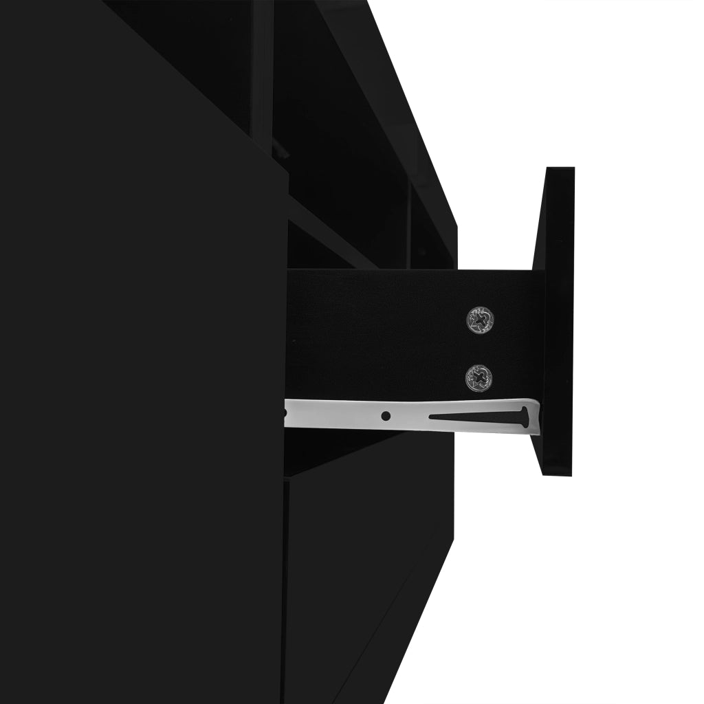 Mobile TV lucido nero 160¡Á35¡Á60 cm con 3 vani aperti, 2 ante, 2 cassetti e LED Bluetooth