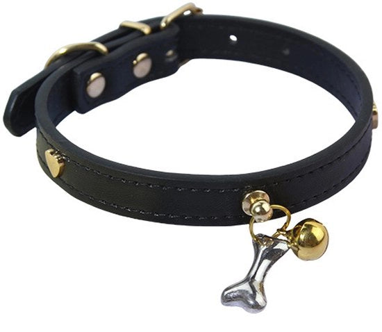 Cinturino per animali domestici - Cinturino per gatti - Cinturino per piccoli cani con osso - Cinturino per gatti - Cinturino per cani - Nero - 1,3 cm * 30 cm - Adatto per cani o gatti con diametro collare di 22 cm - 27 cm
