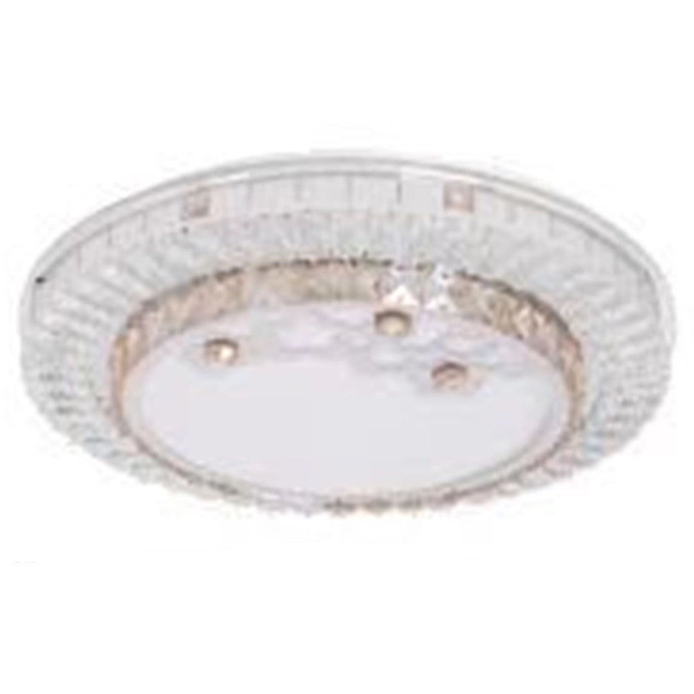 Trade Shop - Plafoniera Da Soffitto 65w ø50cm Led Design A Strati Cristalli Fiori Luce Fredda 08220 -