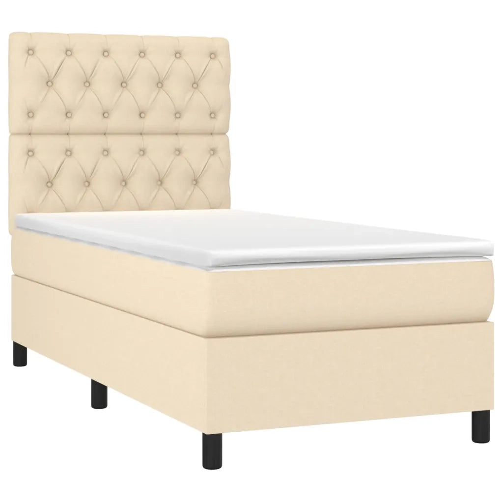 Letto a Molle con Materasso e LED Crema 80x200 cm in Tessuto