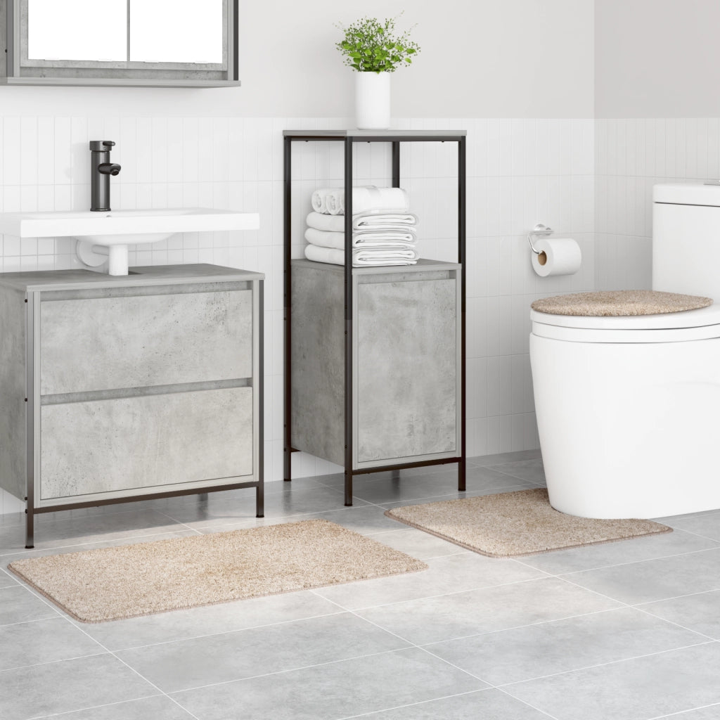 Set di tappetini da bagno in crema 3 pezzi in polipropilene antiscivolo