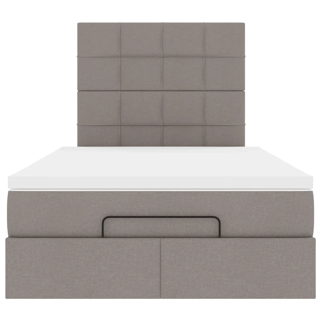 vidaXL Struttura Letto Pouf con Materasso Tortora 120x190 cm Tessuto