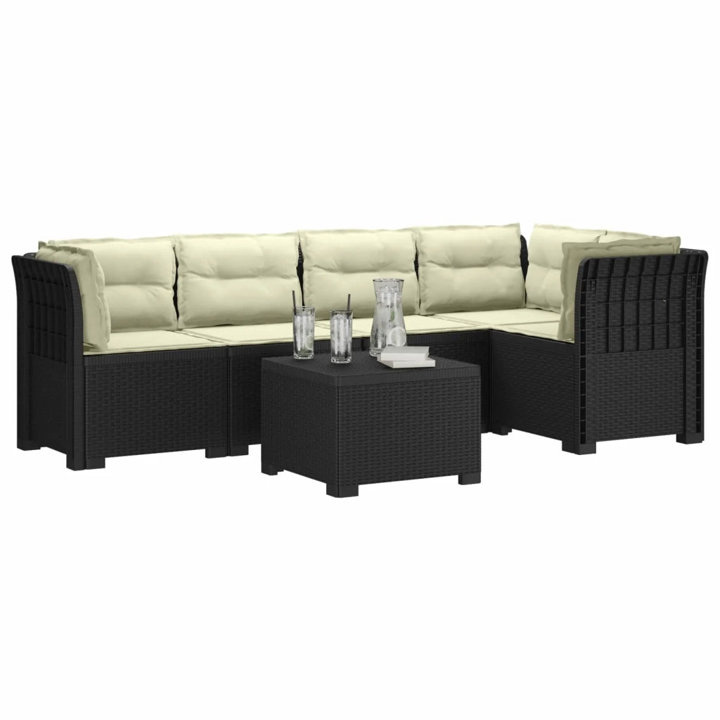 Divano da Giardino 5 Posti con Cuscini Stile Rattan PP 3444086