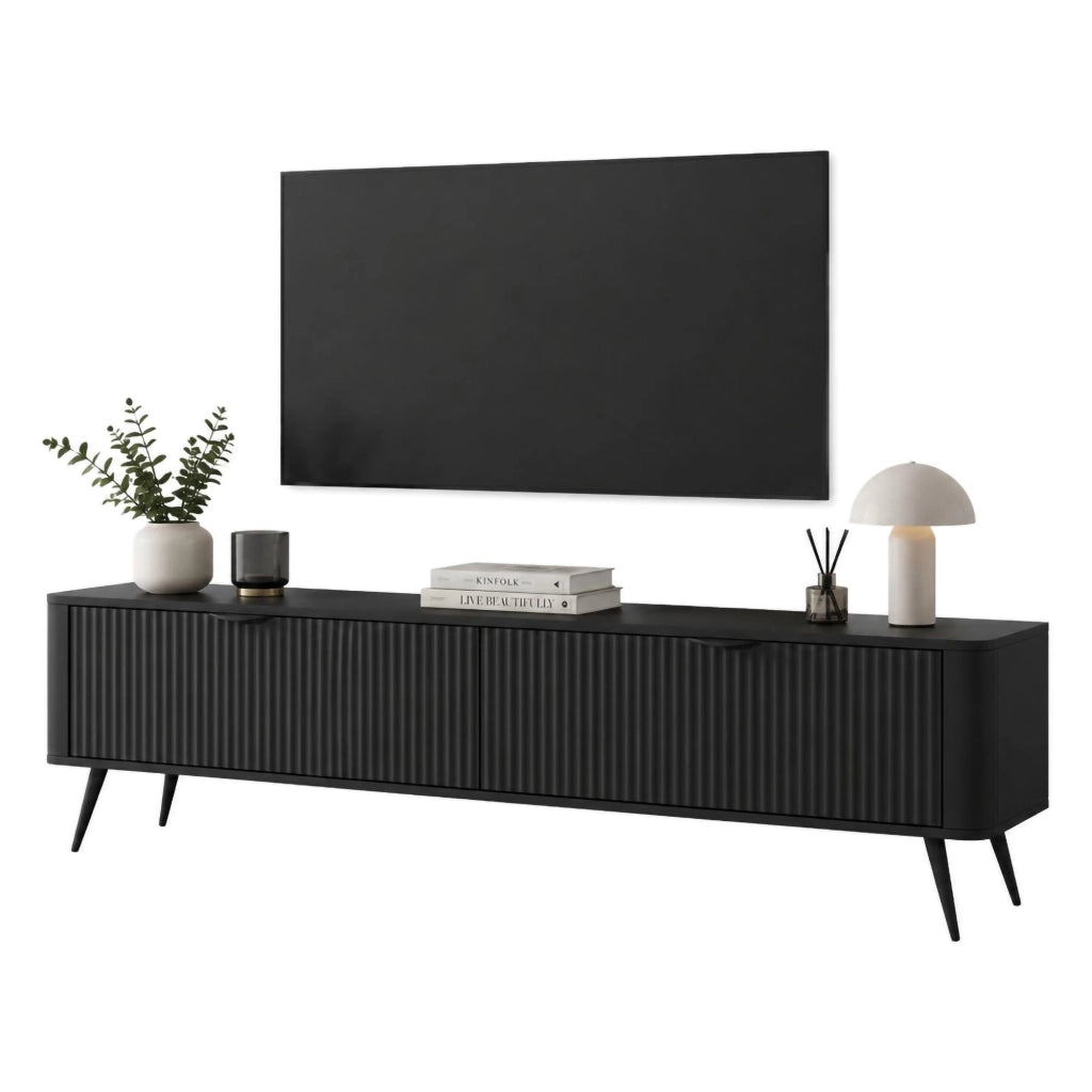 Kalase, Mobile Porta tv 2 Ripiani, 163x38x51h cm Nero