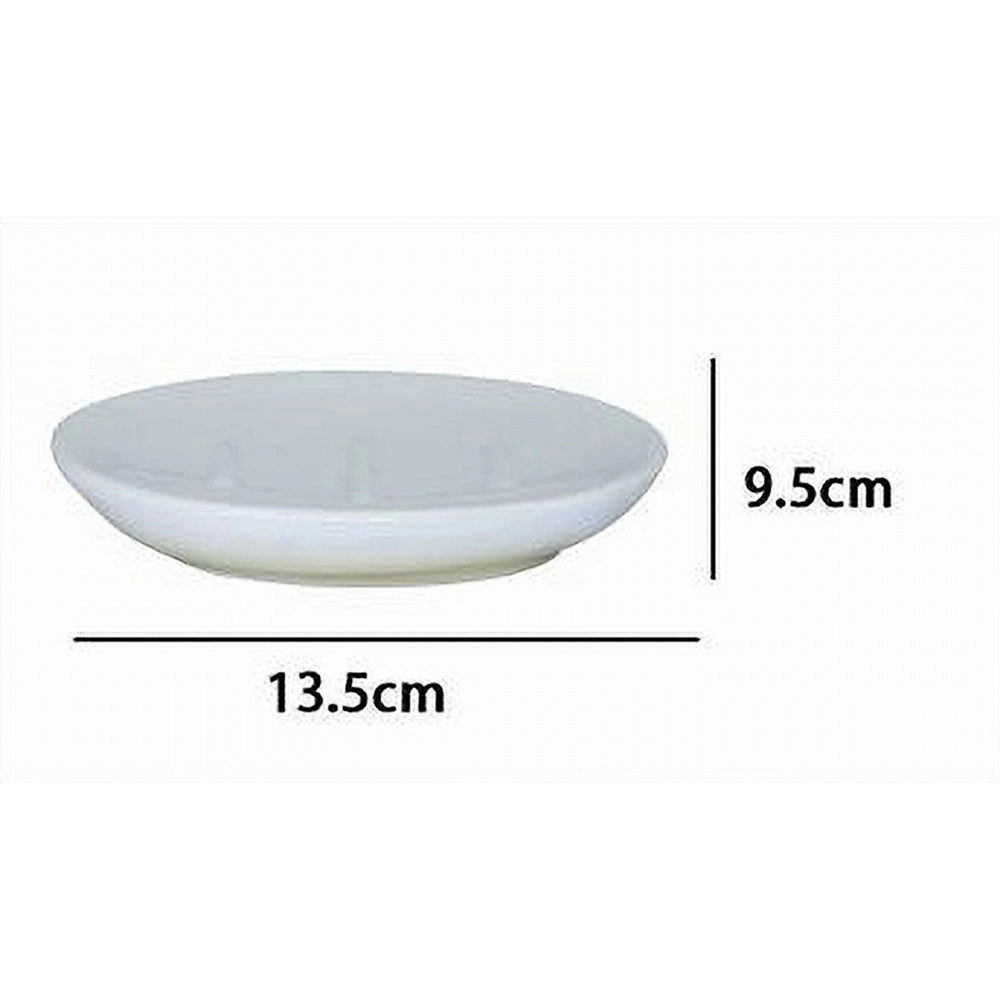 Trade Shop - Piatto Piattino Porta Sapone Saponetta Bagno Ceramica Bianco Giallo Arredo 59904 -