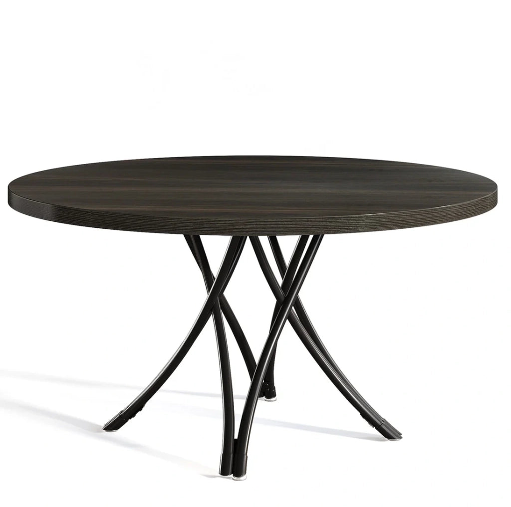 Tavolo da pranzo rotondo 120 cm nero con gambe a croce
