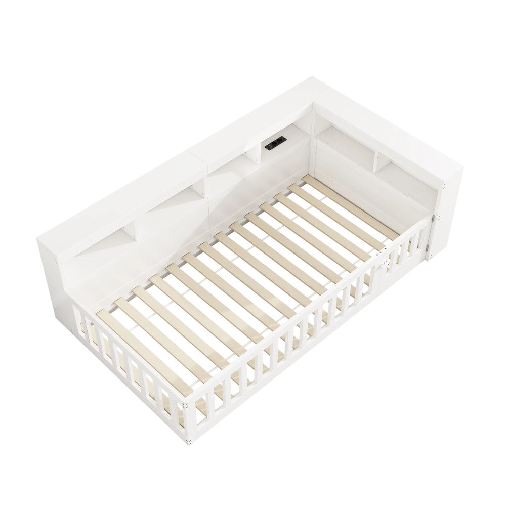 Divano Letto con Contenitore e Rete a Doghe ¨C MINIMAL ¨C Bianco 90x200