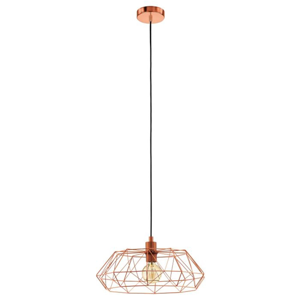 Sospensione Rustica-Country Cartlton 2 Acciaio Rame 1 Luce E27
