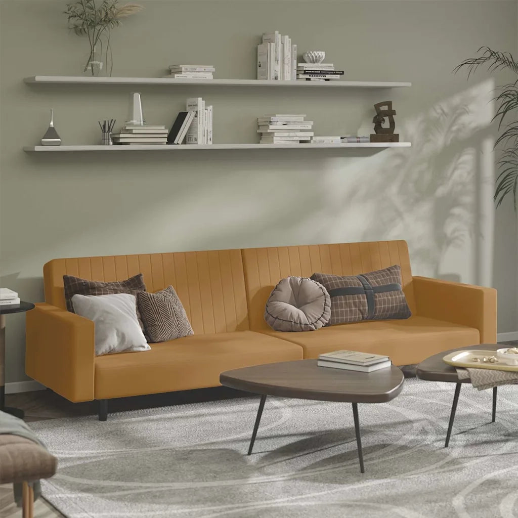 Divano Letto a 2 Posti Marrone in Vellutocod mxl 111927