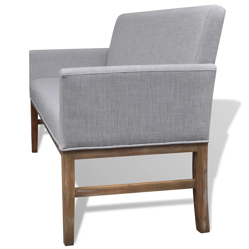Panca con Cuscino Imbottito Tessuto Legno Hevea Grigio Chiaro CFW2084426