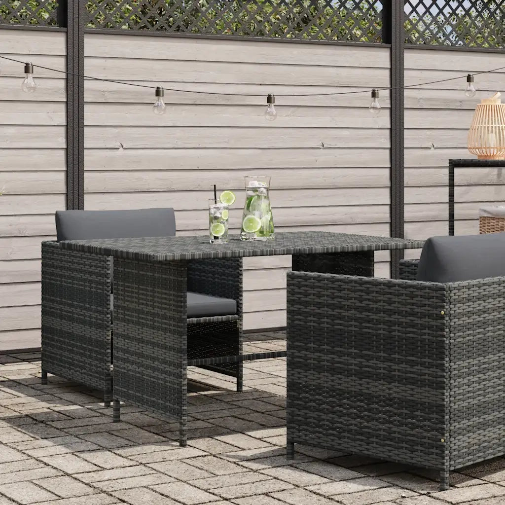 Tavolo da Pranzo da Giardino Grigio 110x70x65 cm in Polyrattan cod mxl 70459