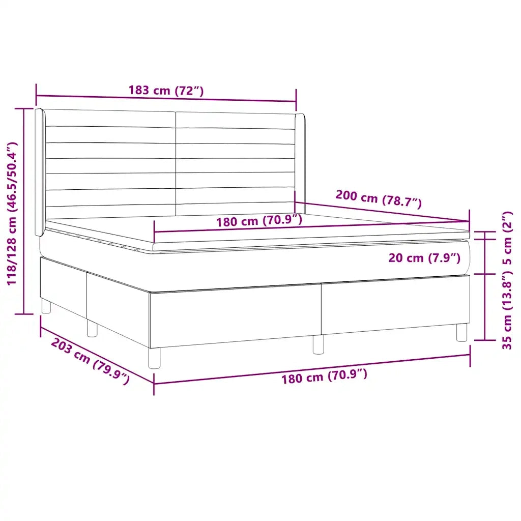 Letto a Molle Materasso e LED MarroneScuro 180x200cm in Tessuto 3138976