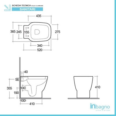 Coppia sanitari filomuro Rak serie One in ceramica con sedile avvolgente