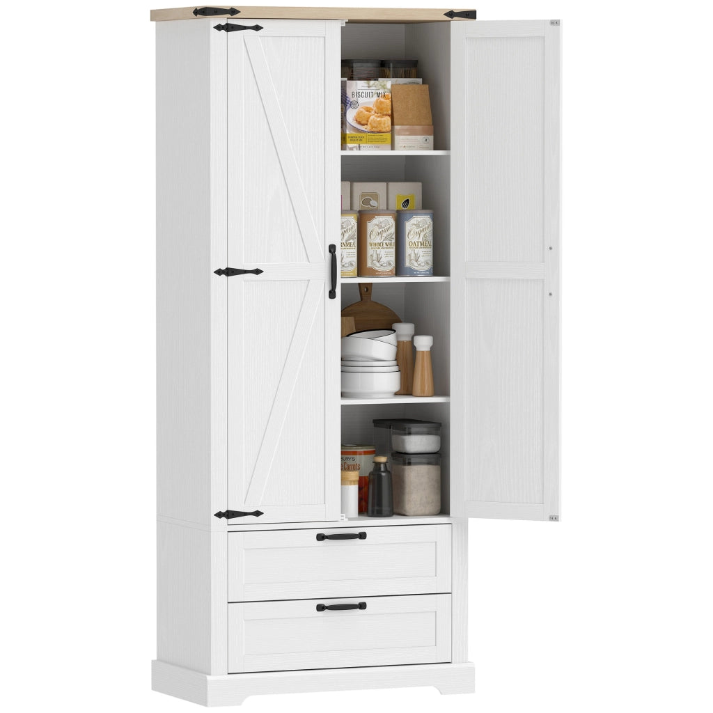 Credenza Rustica ¨C Zephmum ¨C 2 Ante 2 Cassetti Ripiani Regolabili 76x40x180 Bianco