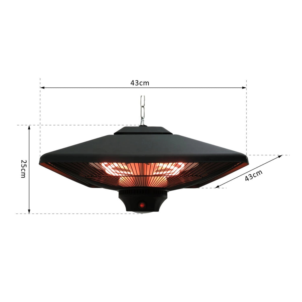 Stufa a infrarossi 2000W ¨C Xylo ¨C con telecomando, 2 livelli, display LED, nero