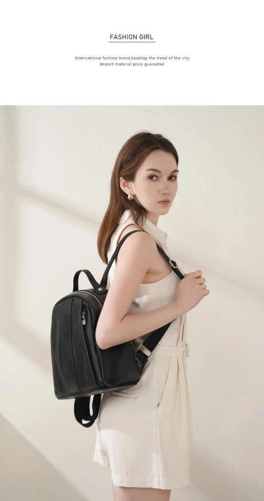 Zaino da donna in vera pelle nera