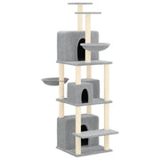 Tiragraffi per gatti torre per arrampicata giocattolo piattaforma per arrampicata con tiragraffi in sisal leggero 180 cm grigio 02_0022595