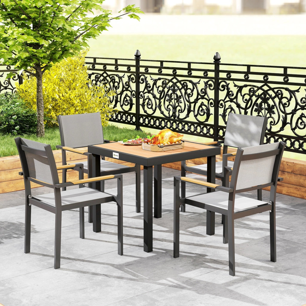 GARTENTISCH 78x78x74 cm in alluminio effetto legno, nero