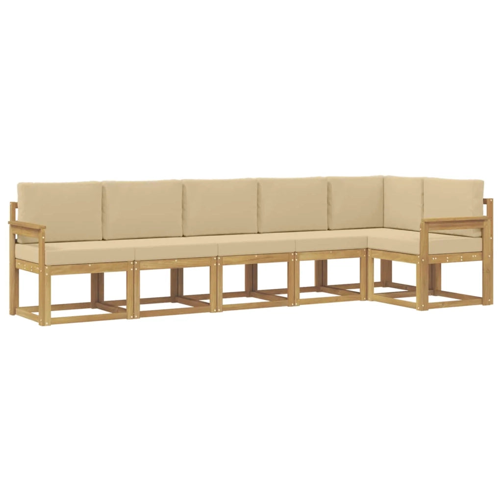 Set di divani da esterno 6 pz Bianco e Beige Poliestere 3387692