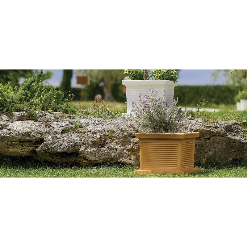 Vaso quadrato decorativo classico tradizionale 40x40 H33 in polimero resistente bianco per piante per giardini e terrazze - Made in Italy - Monacis