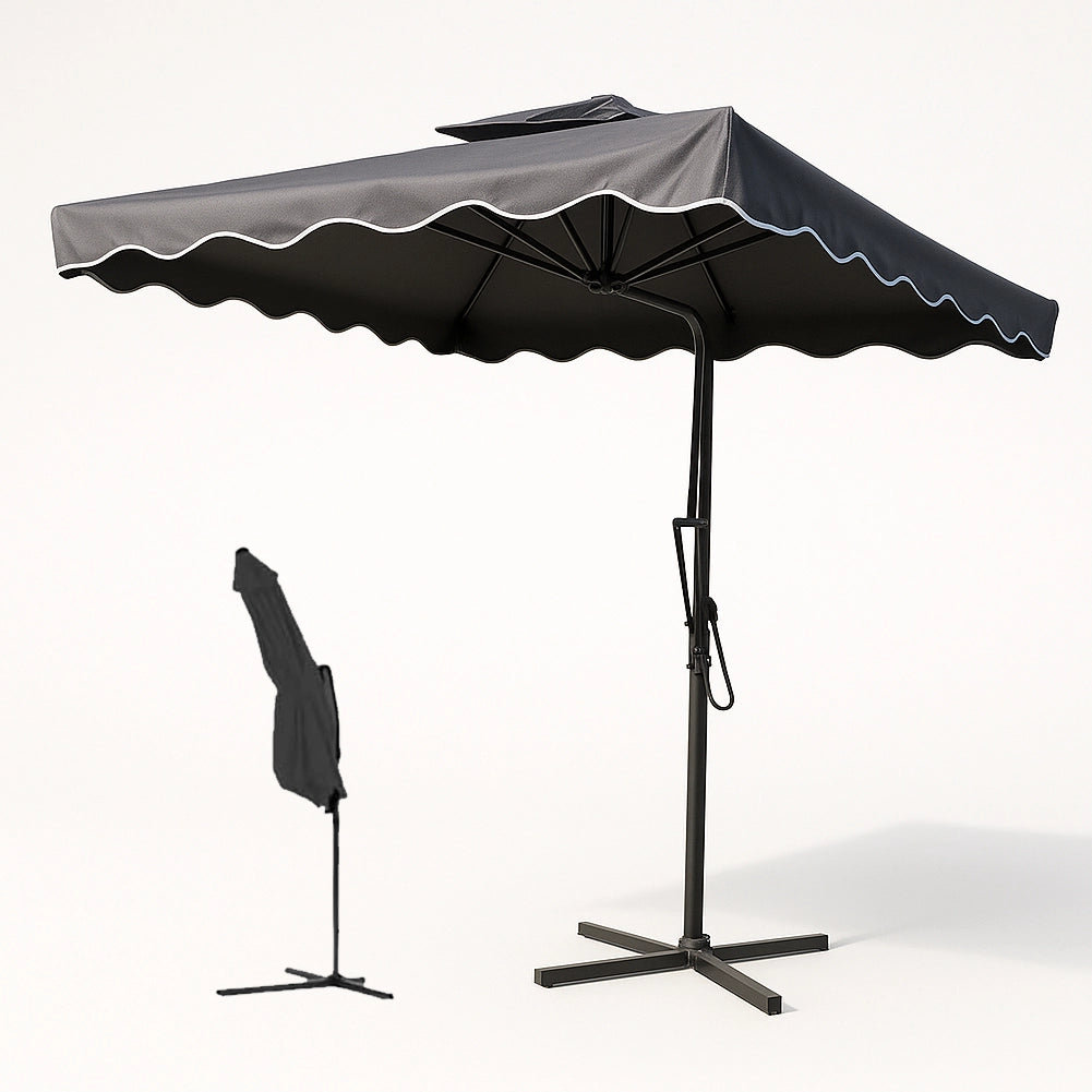 Ombrellone Giardino Decentrato 2,5mt Grigio con pendente Palo Metallo Gazebo