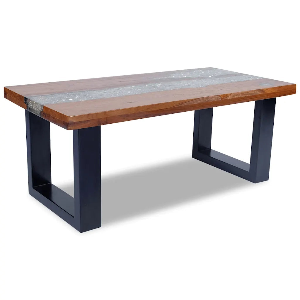 Tavolino da Salotto in Legno di Teak e Resina 100x50 cm 243467