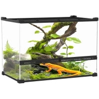 Terrario in Vetro per Rettili, Fondo Rialzato e Impermeabile, Chiusura a Scatto