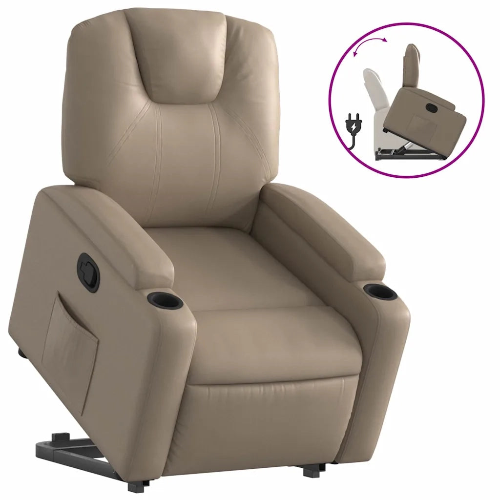 Poltrona Alzapersona Reclinabile Cappuccino in Similpelle 3204436