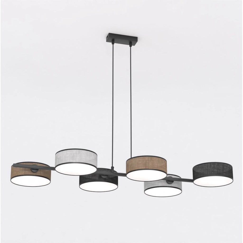 Lampada a sospensione DRUMZ 6 MIX1 in metallo e tessuto