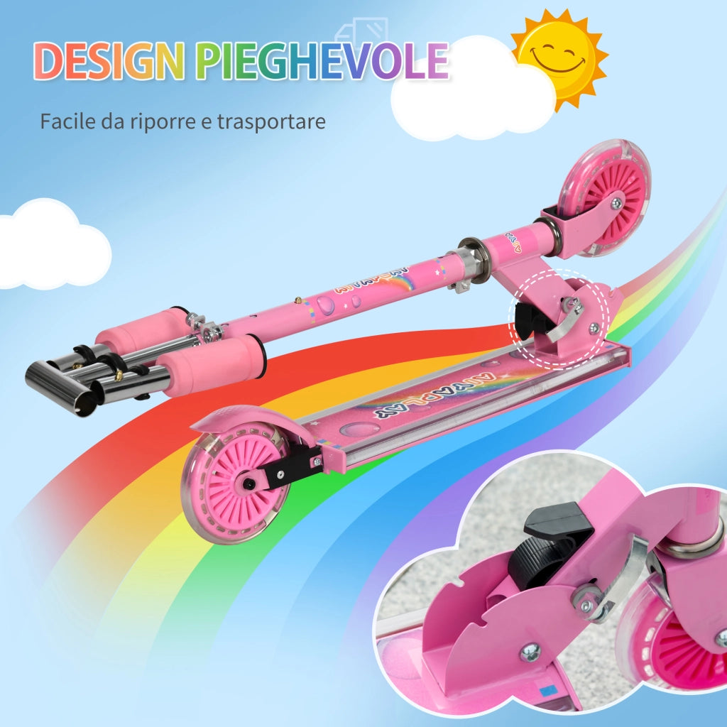 Monopattino per Bambini Pieghevole ¨C zephmum ¨C Rosa 67x30x63/68/73/76 cm