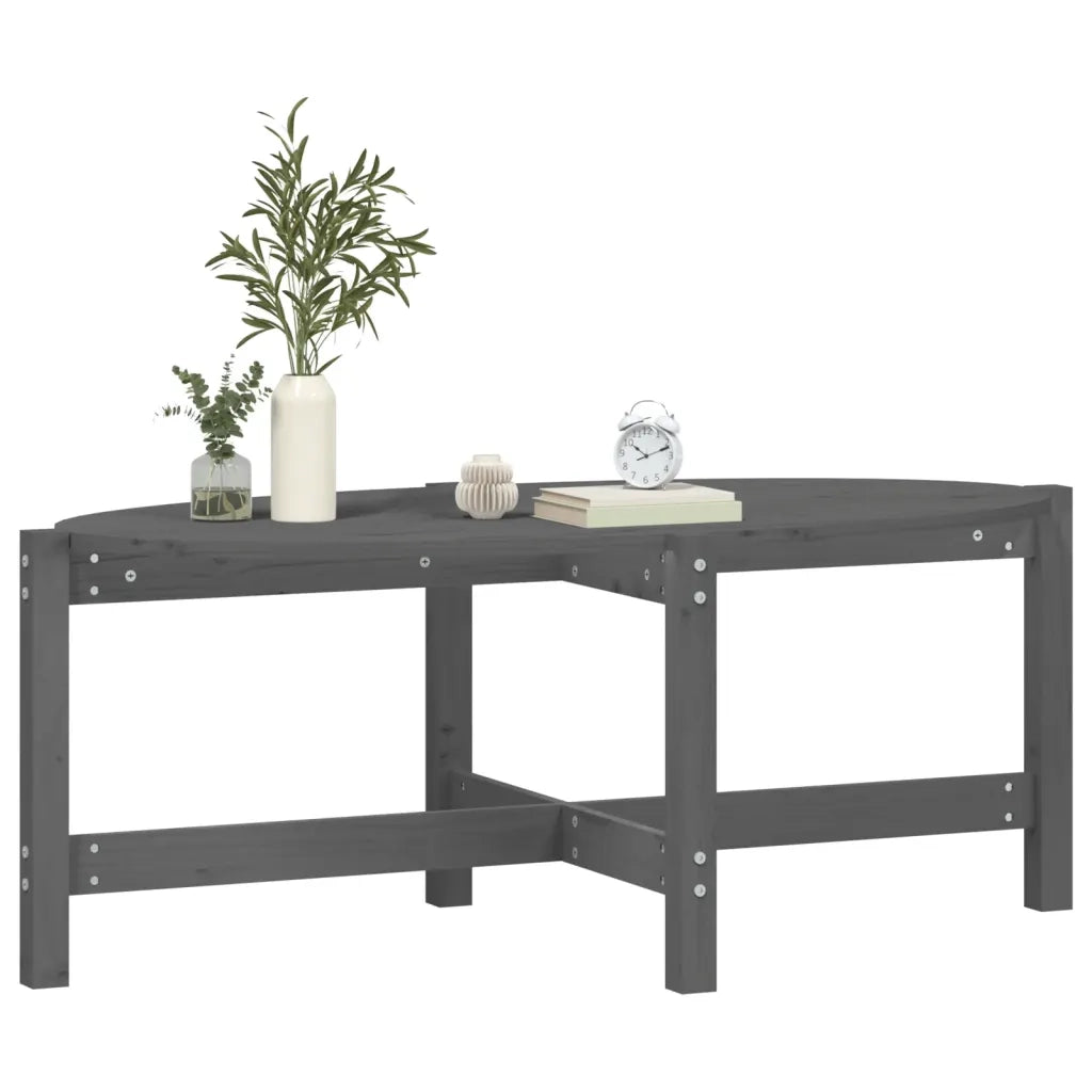 Tavolino da Salotto Grigio 118x63x45 cm Legno Massello di Pino cod mxl 6235