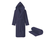Accappatoio Con Cappuccio In Morbida Spugna Mod. Sophie Tinta Unita - XXL - Blue Jeans