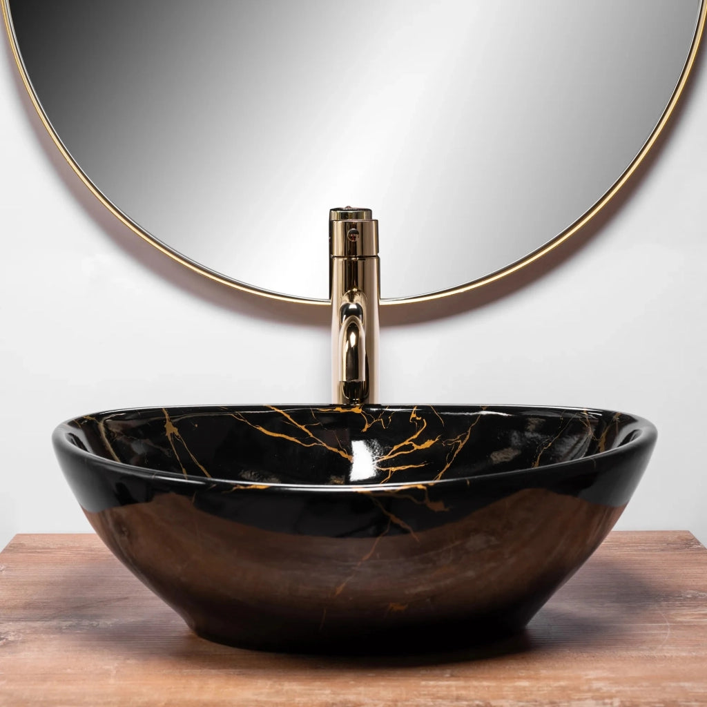 Lavabo Da Appoggio Rea Sofia Black Marble