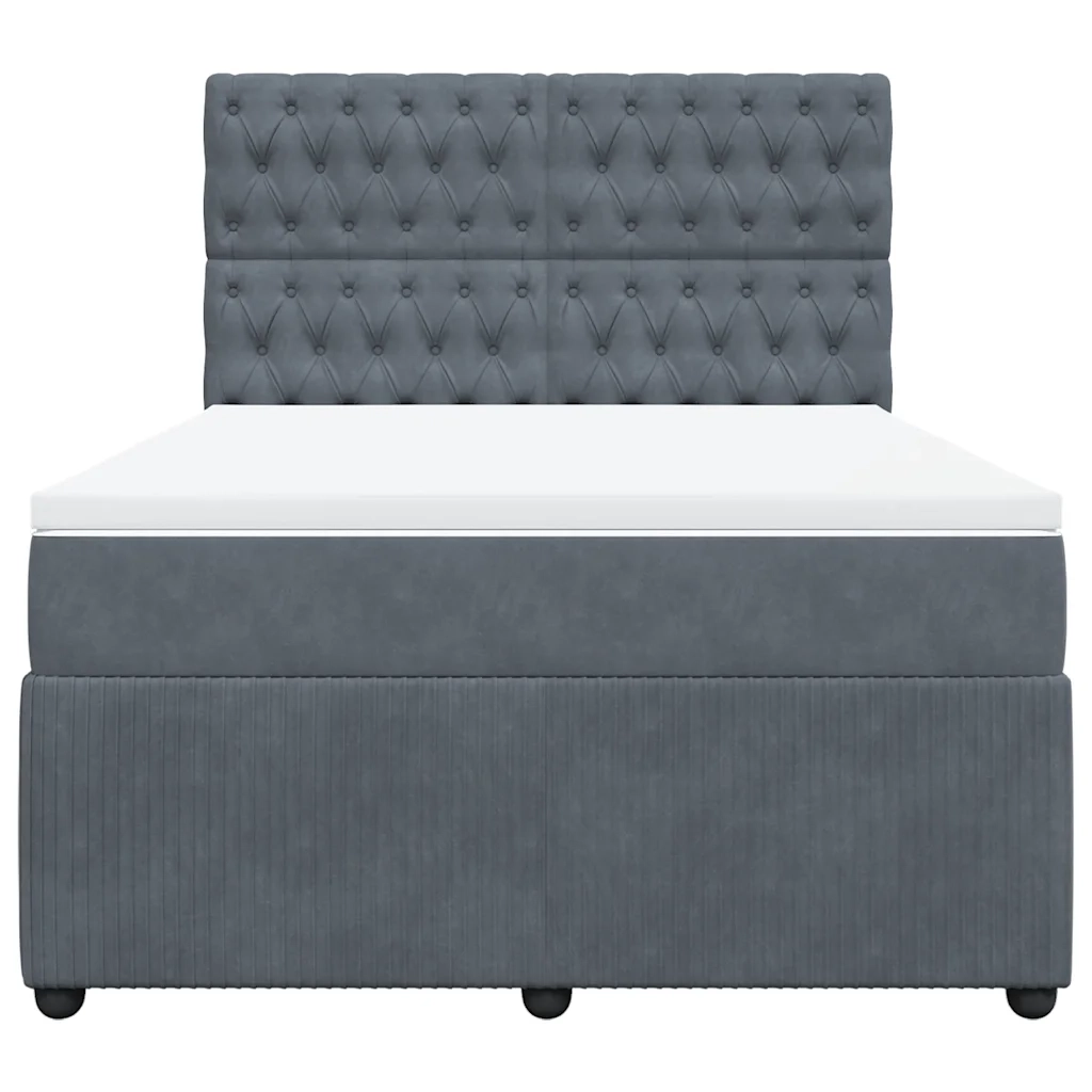 Giroletto a Molle con Materasso Grigio Scuro 140x200 cm Velluto