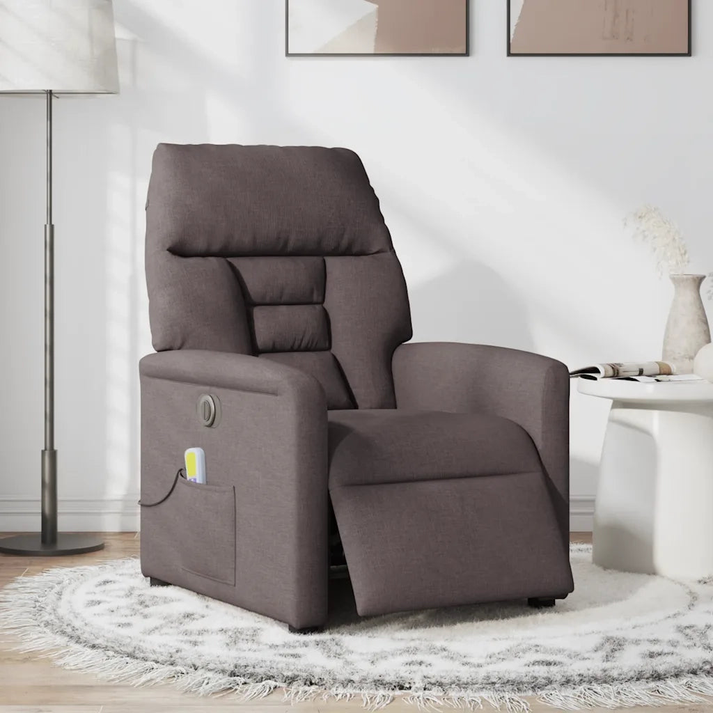 Poltrona Massaggio Reclinabile Elettrica Marrone Scuro Tessuto 3303027