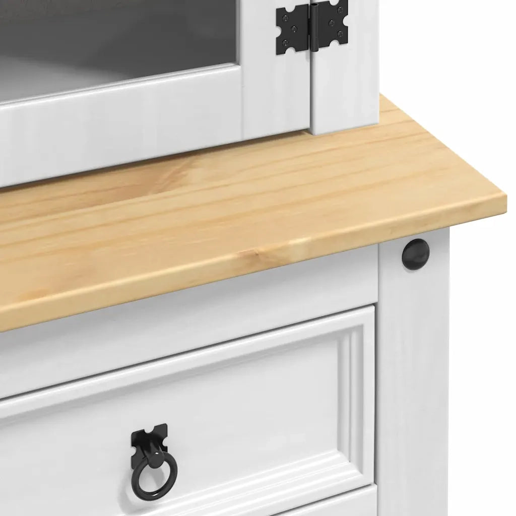 Credenza Corona Bianco 100 x 48,5 x 179 cm Pino massello 42021199