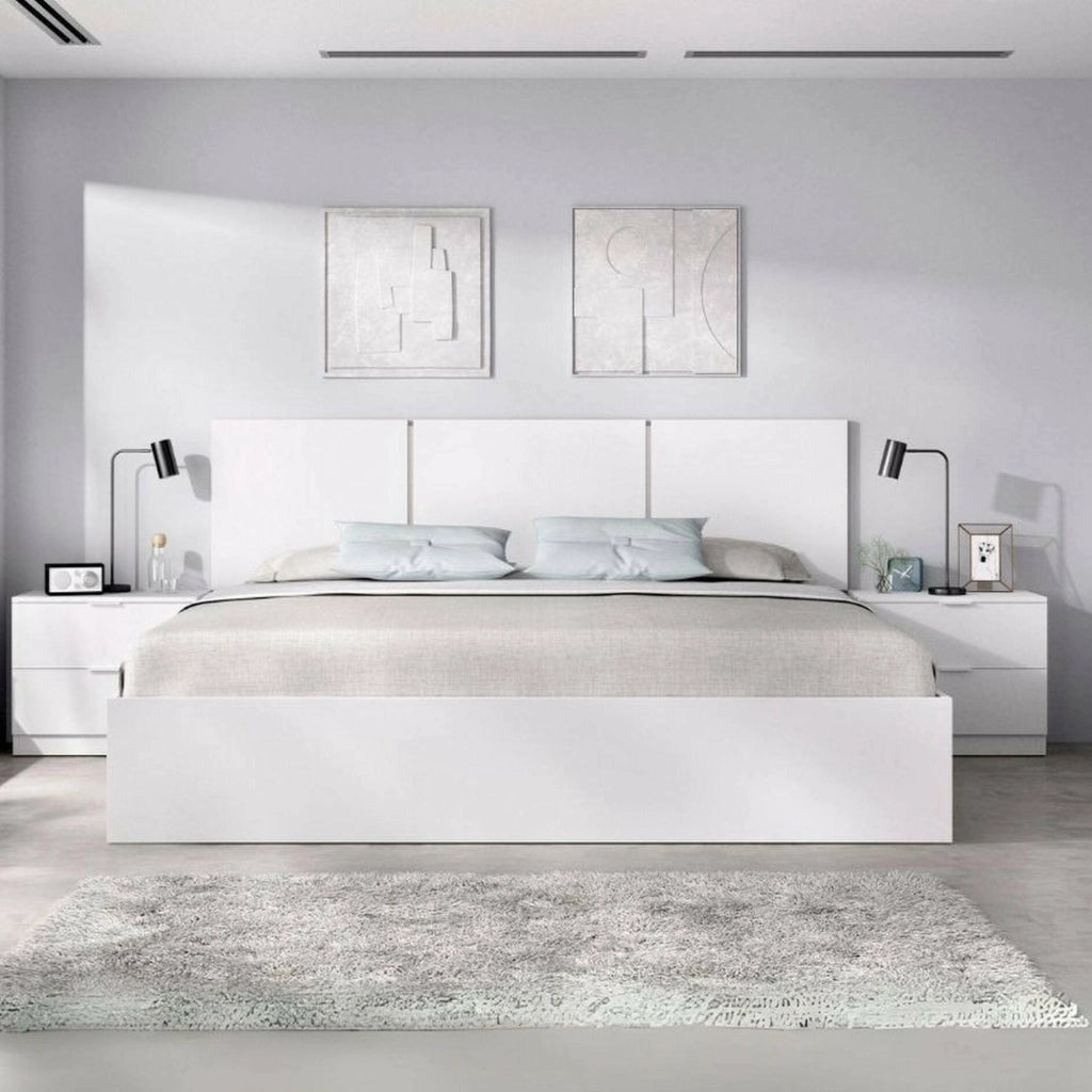 Letto matrimoniale Marika, Sommier per camera da letto, Giroletto per stanza, Struttura porta materasso, 267x205 h96 cm, Bianco