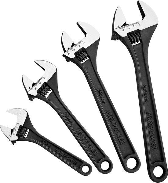 Set di chiavi a serraggio regolabili - 4 pezzi neri - 150mm 200mm 250mm 300mm - Chiave a serraggio regolabile