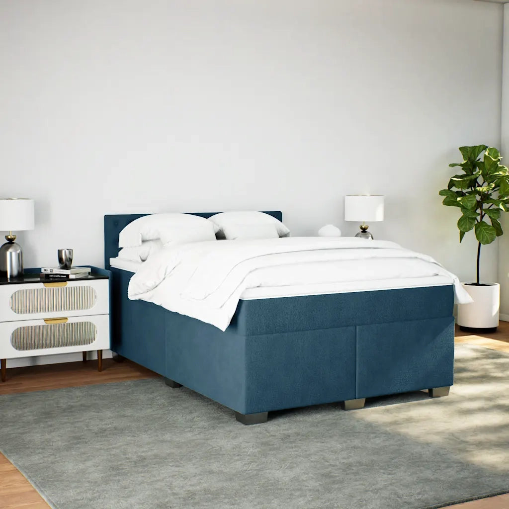 Giroletto a Molle con Materasso Blu Scuro 140x200 cm in Velluto