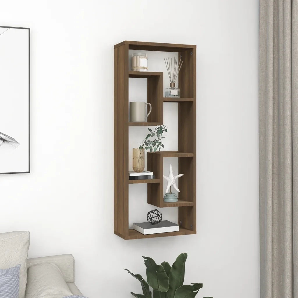 Mensola a Muro Rovere Marrone 36x16x90 cm in Legno Multistrato 815848