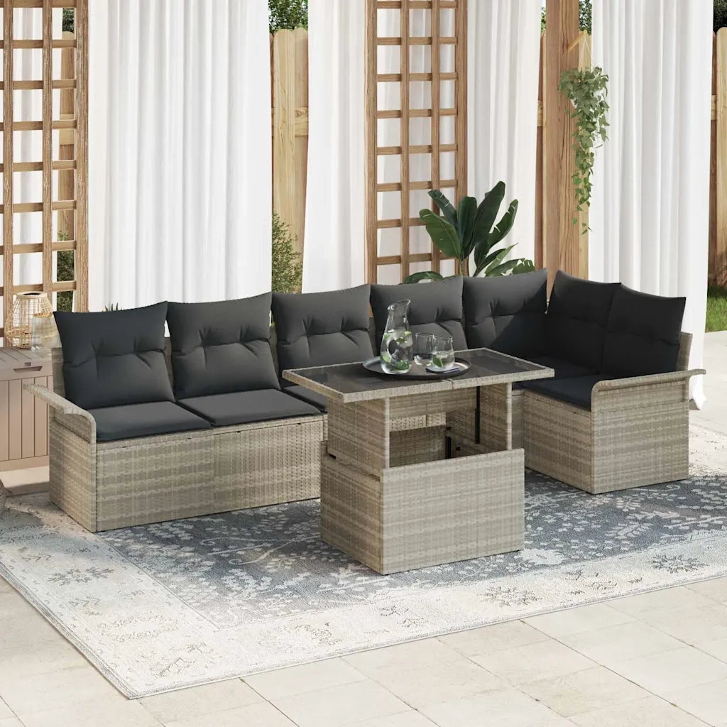 Set Divano da Giardino 7 pcs Grigio chiaro polyrattan 3348298