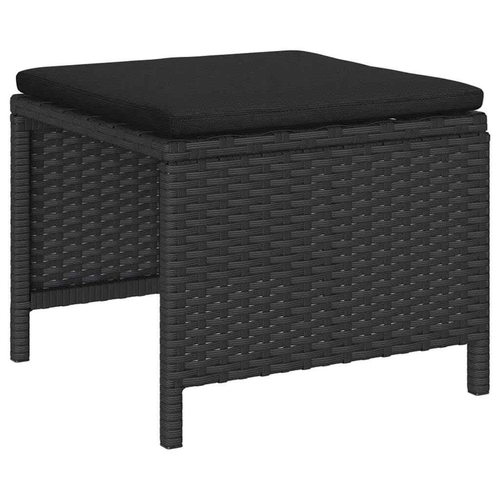 Set Divano da Giardino con cuscino 6 pz | Set Salotto da Giardino Nero polyrattan
