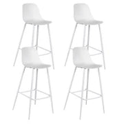 E-STYLO Sgabello da cucina in polipropilene bianco e gambe in metallo bianco con poggiapiedi, 47.5cm X 47cm H. 91.5cm.