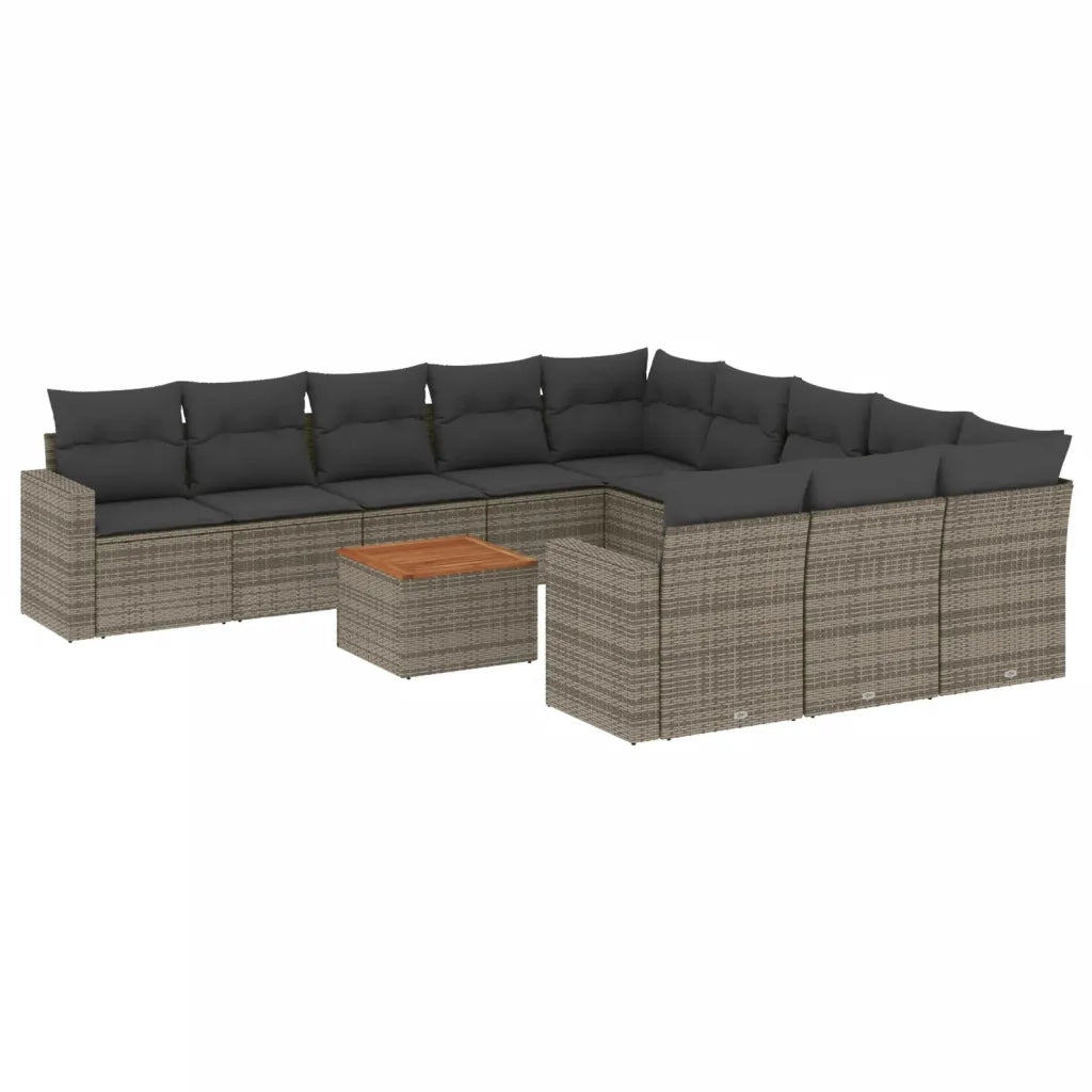 Set Divani da Giardino 12 pz con Cuscini Grigio in Polyrattan